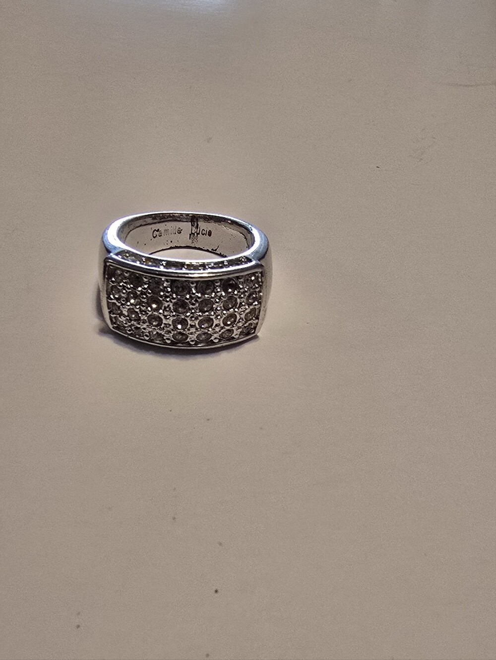 Camille Lucie Sterling Silver PavΓ© Crystal Wide Band Ring - Silver